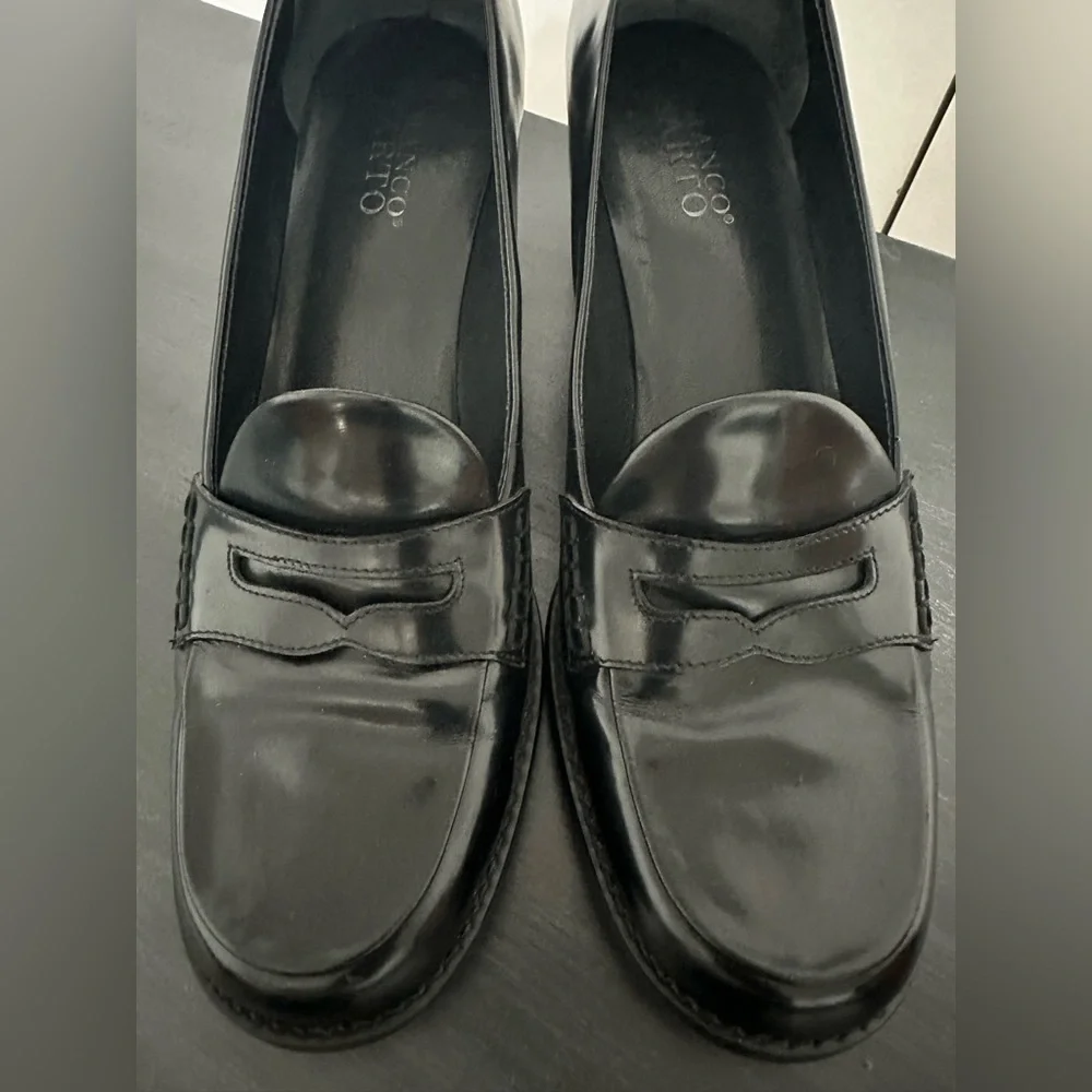 Franco Sarto black slip-on penny loafers